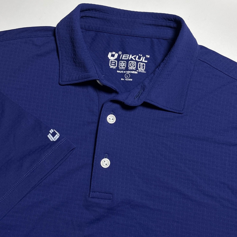 IBKUL Cooling Performance Polo Shirt Mens L‎ UPF 50+ Navy Blue Summer Vacation